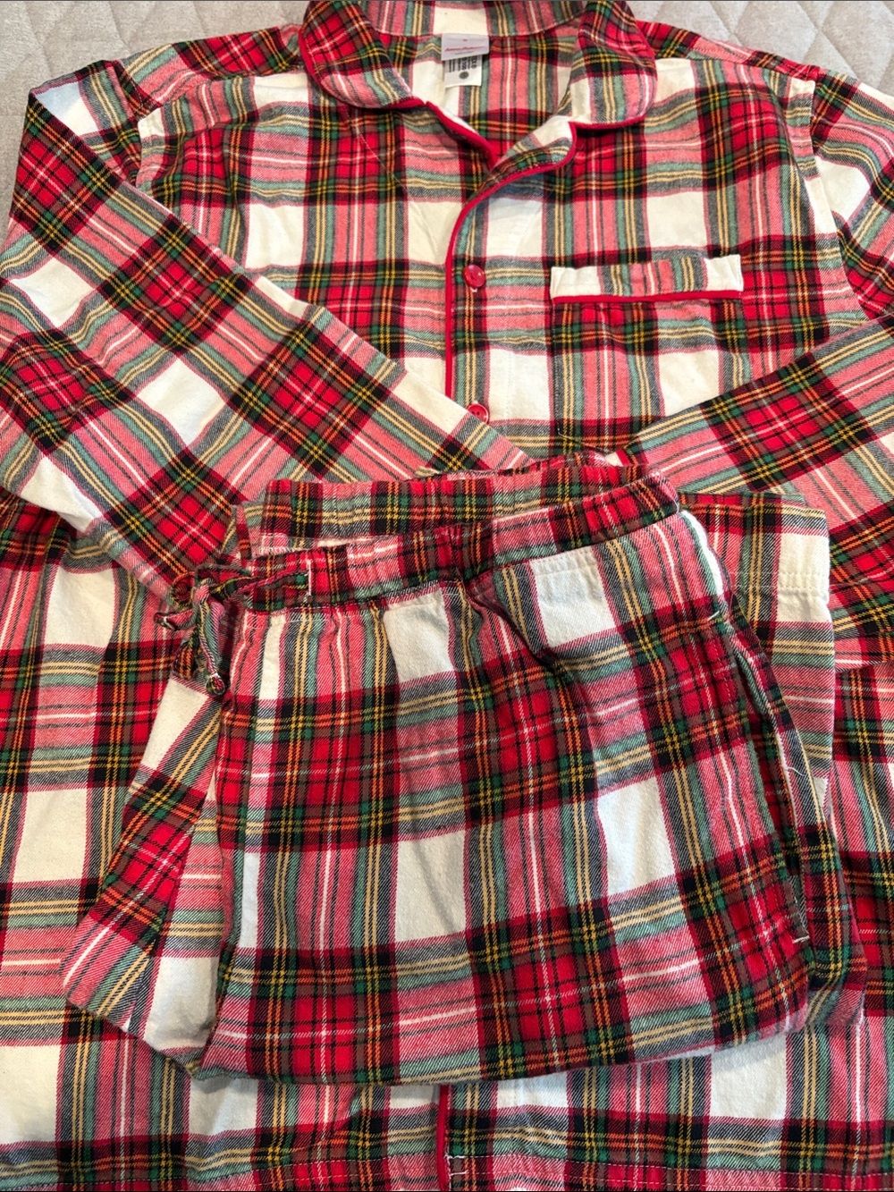 Hanna Andersson Red, White & Green Plaid Kids Pajama Set